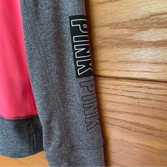 PINK GREY & HOT PINK PULLOVER THUMB HOLES SZ L QUARTER NECK ZIPPER - Picture 3 of 10